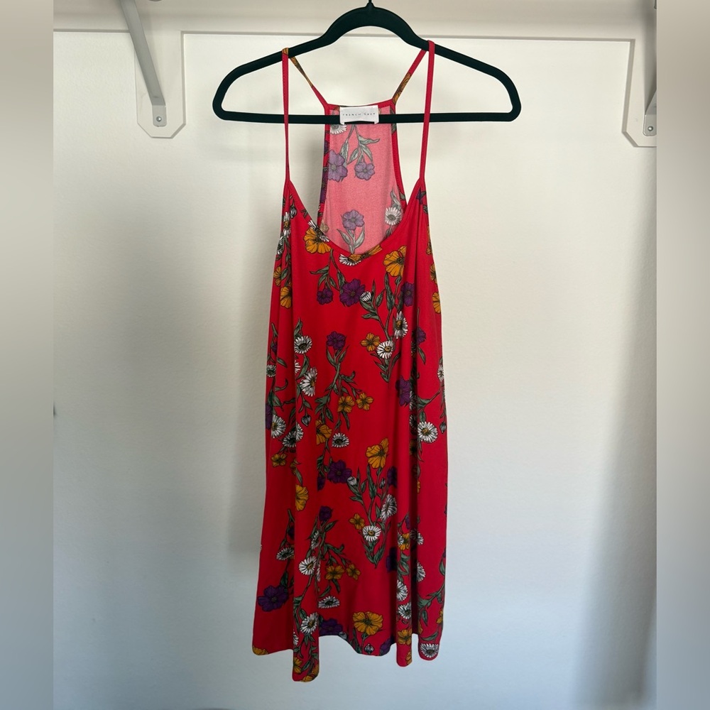 French Grey Floral Racerback Dress - Size Large